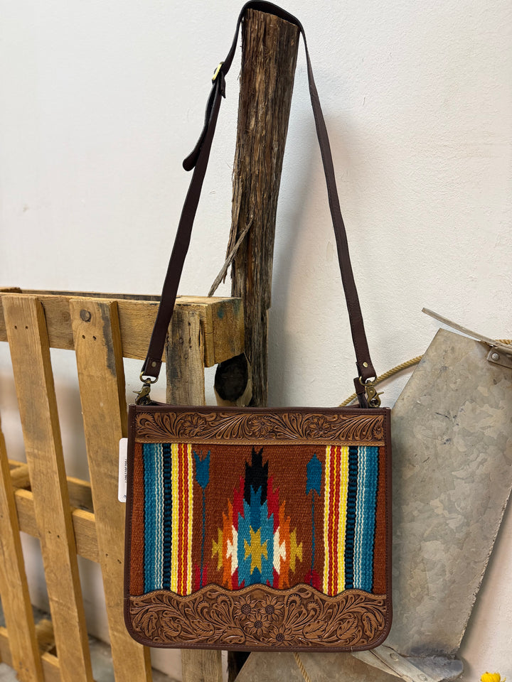 Sunset Desert Tooled Leather Bag