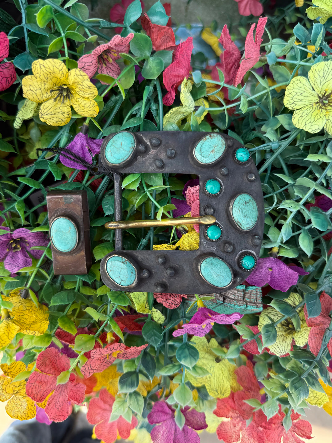 Natural Turquoise Western Belt Buckle Set