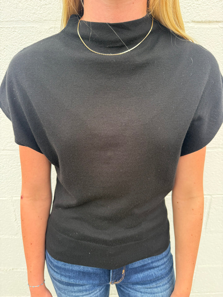 Cap Sleeve Mock Neck Sweater Top - 3 Colors