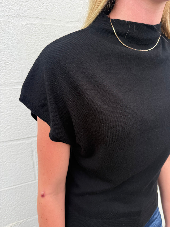Cap Sleeve Mock Neck Sweater Top - 3 Colors