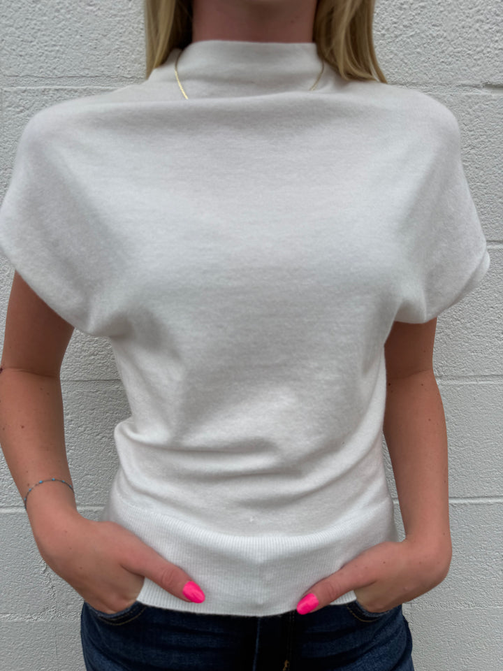 Cap Sleeve Mock Neck Sweater Top - 3 Colors