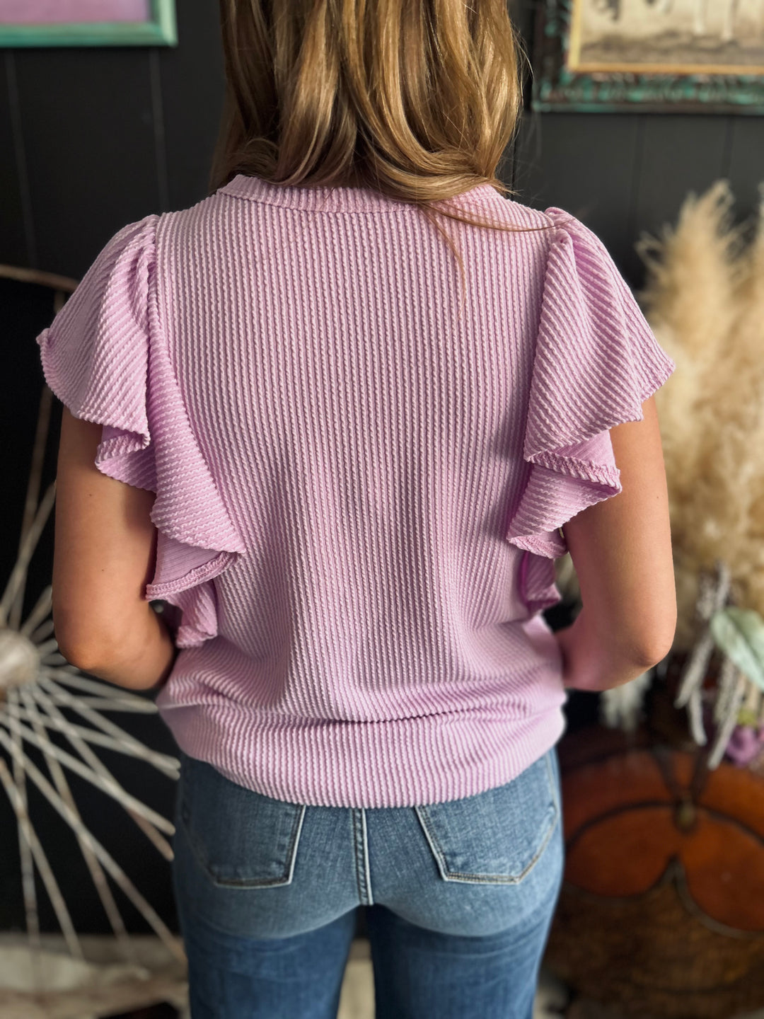 Ruffled Sleeve Solid Top-6 Colors*