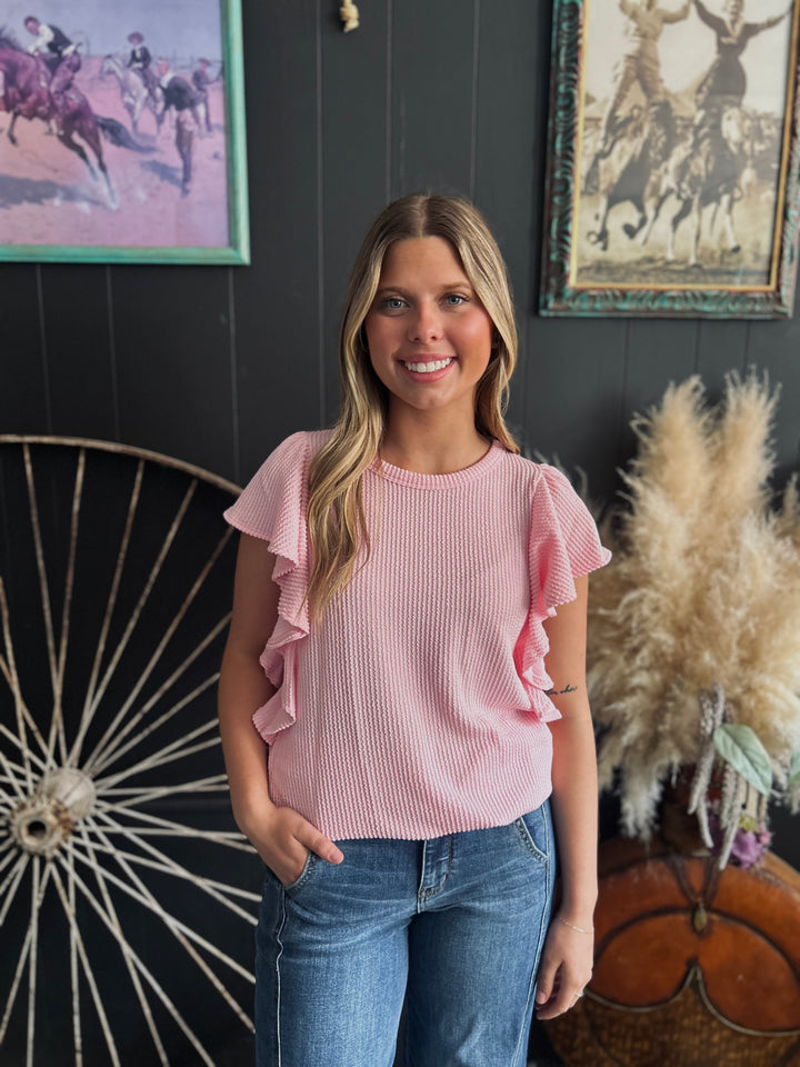 Ruffled Sleeve Solid Top-6 Colors*