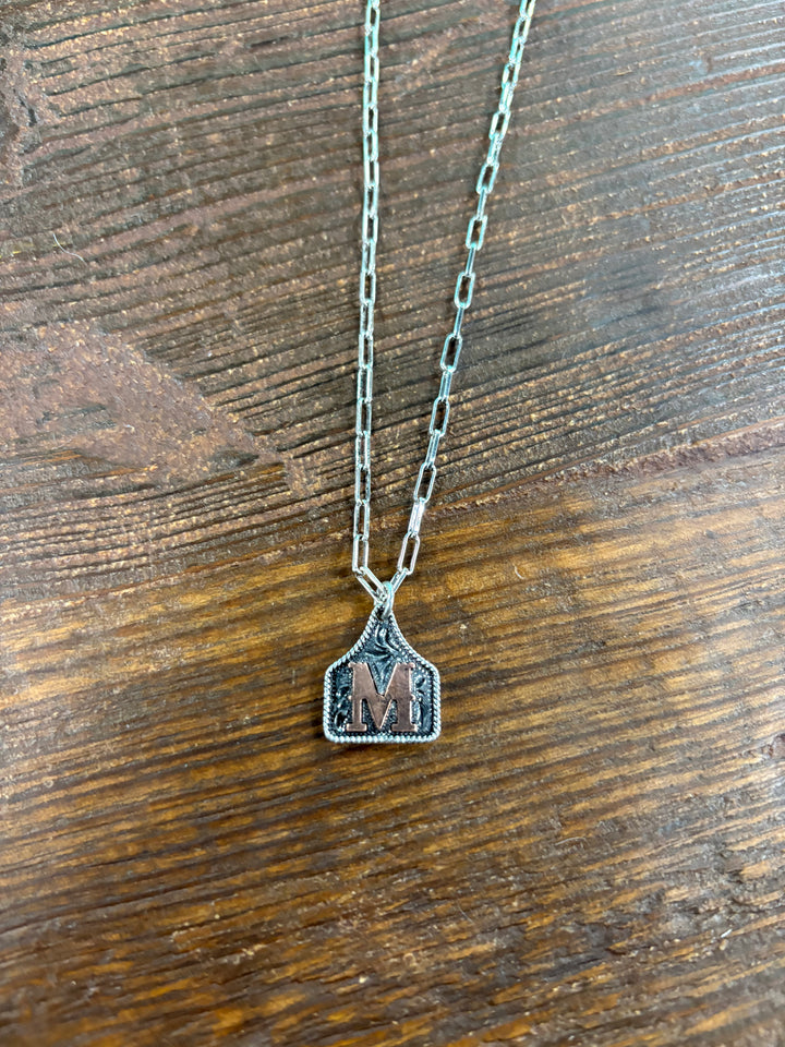 Western Etched Initial Necklace