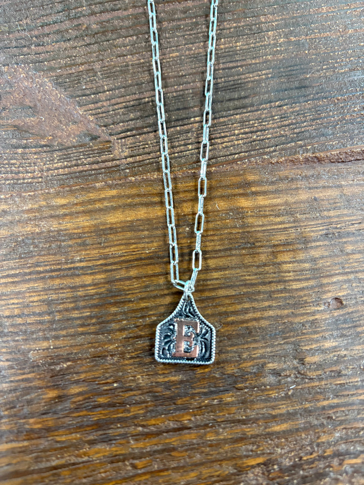 Western Etched Initial Necklace