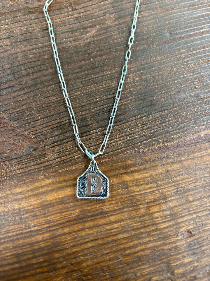 Western Etched Initial Necklace