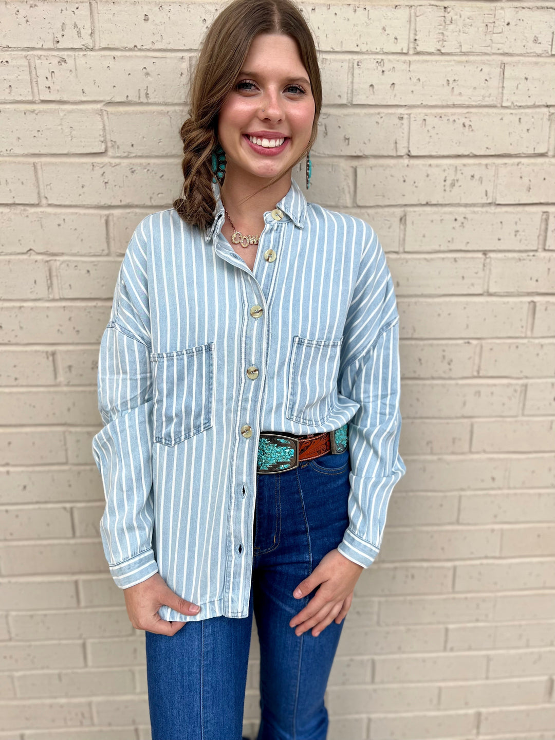 Draped In Denim Shacket | gussieduponline