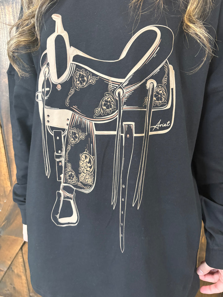 Ariat Women's Black Saddle Print Oversized Top