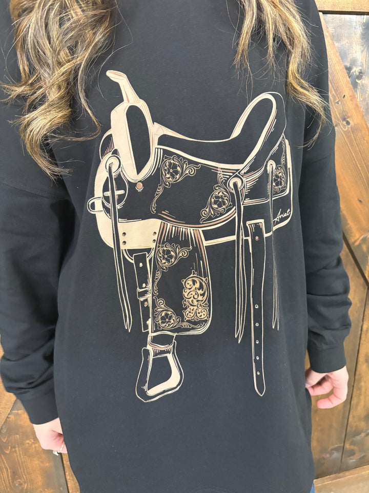 Ariat Women's Black Saddle Print Oversized Top