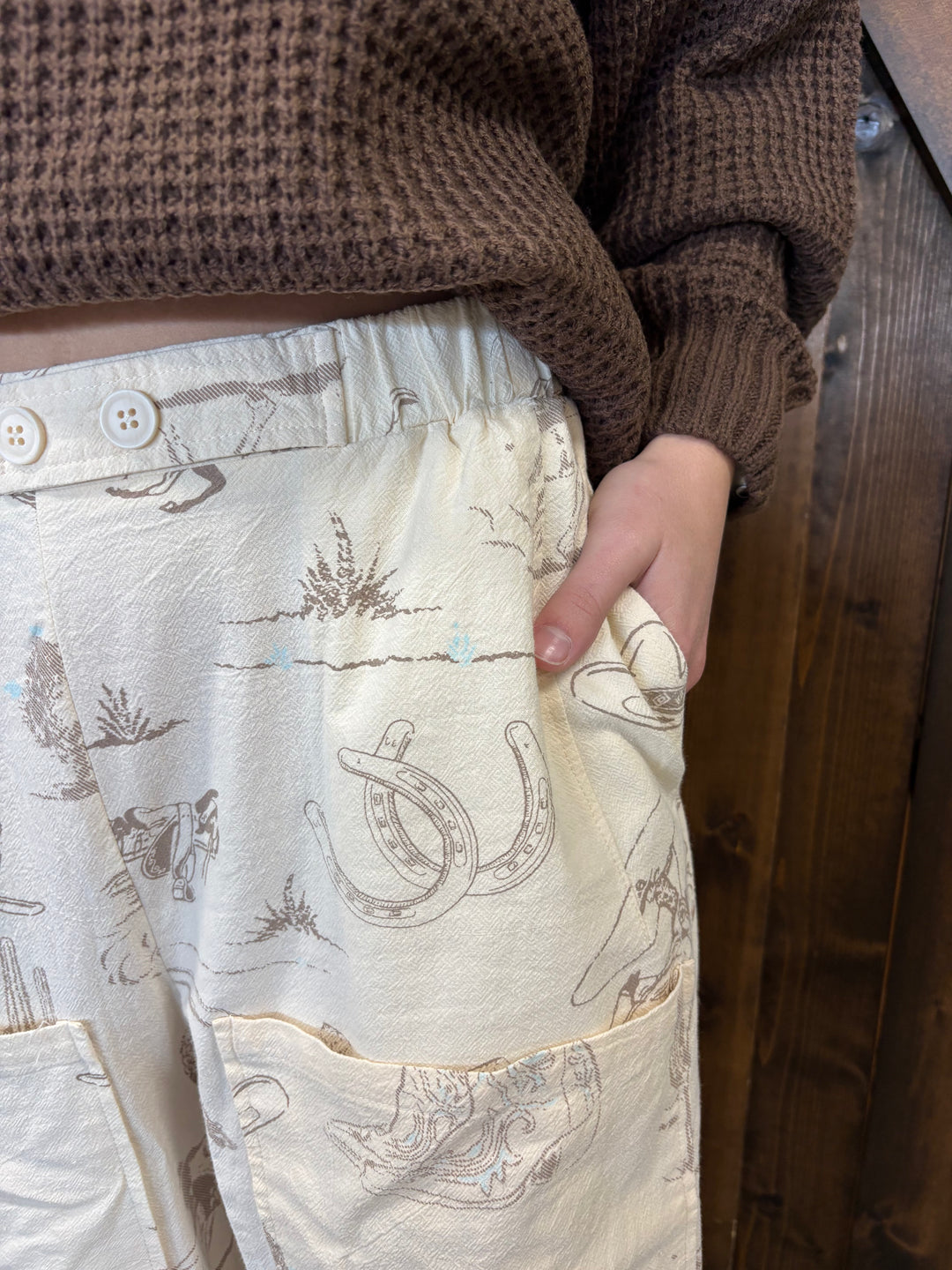 Western Motif Wide Leg Pants*