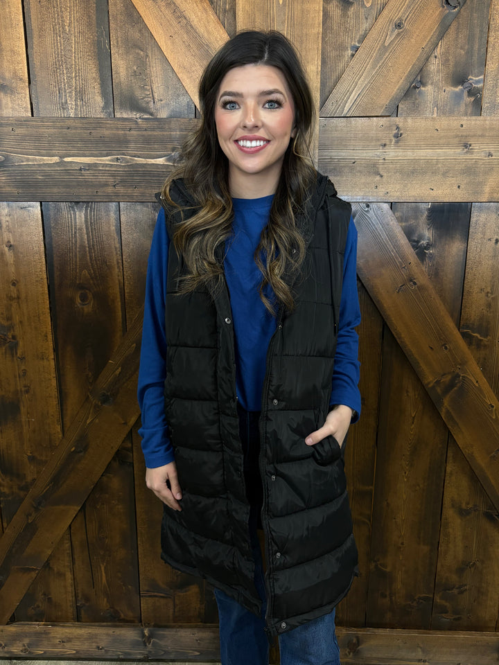 Black Puffer Long Vest