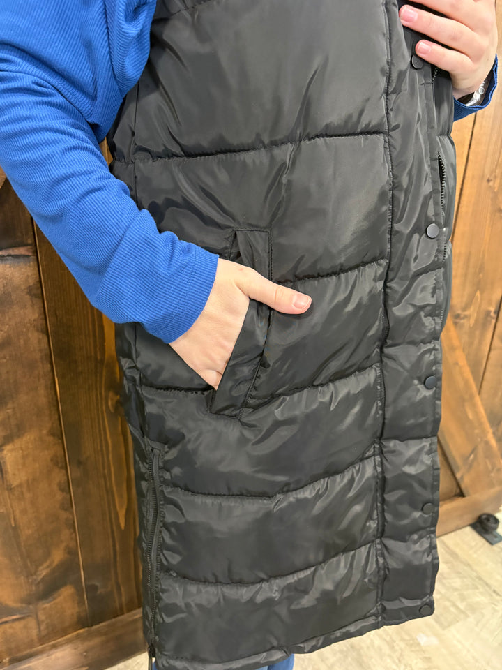 Black Puffer Long Vest