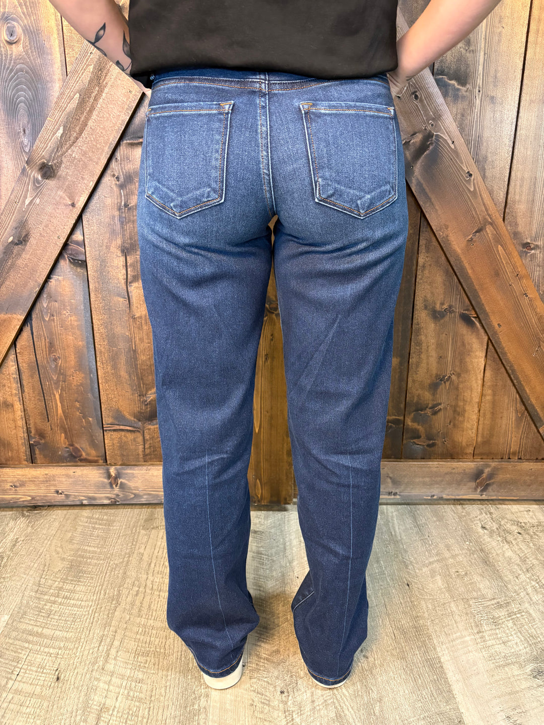 Risen Dark Wash Mid Rise Wide Baggy Jeans