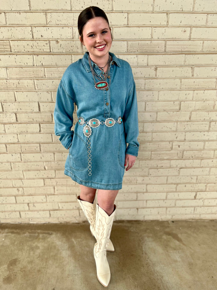 Rodeo Time Denim Dress | gussieduponline