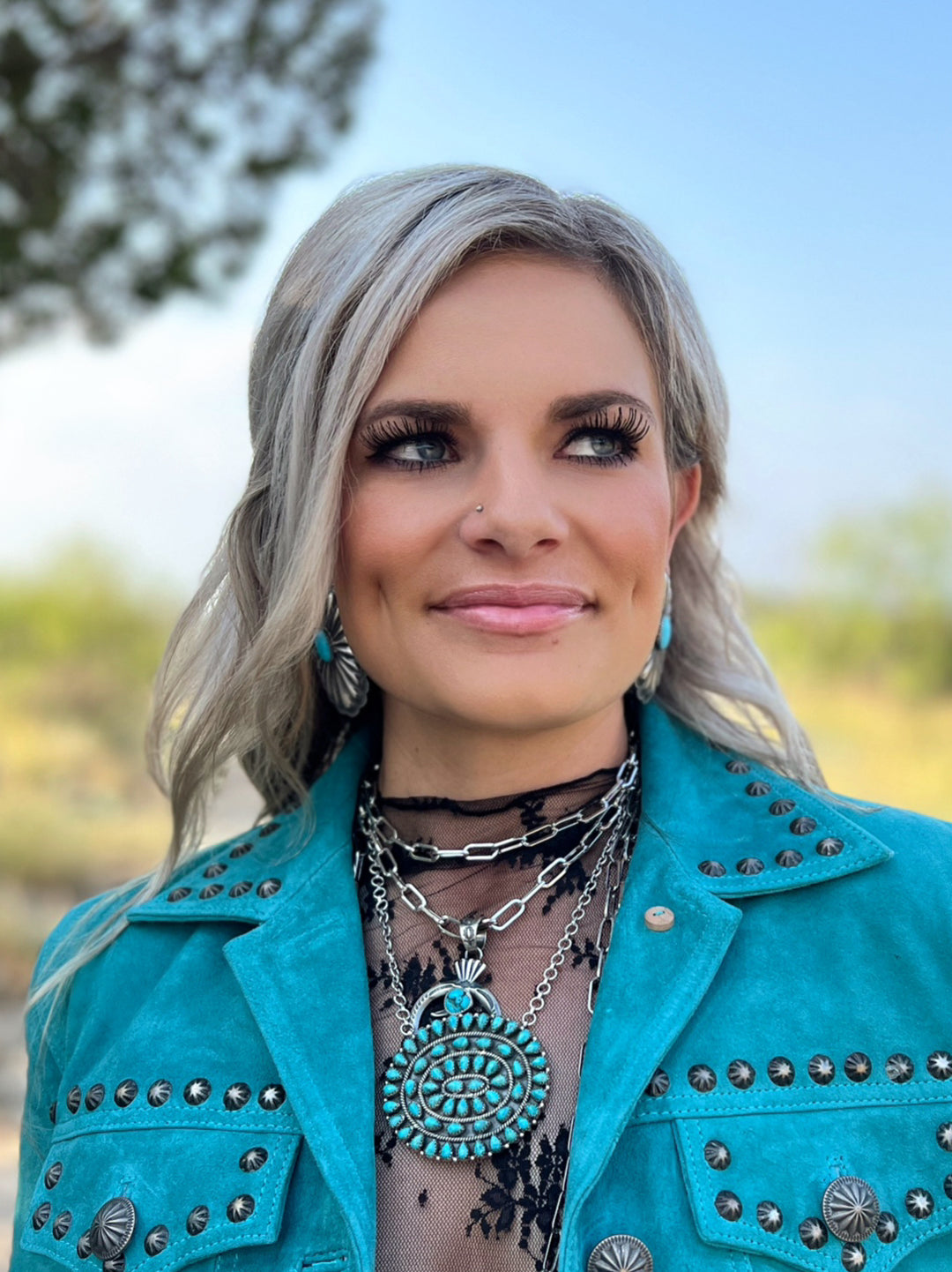 It's Getting Dangerous Studded Leather Jacket - Turquoise | gussieduponline