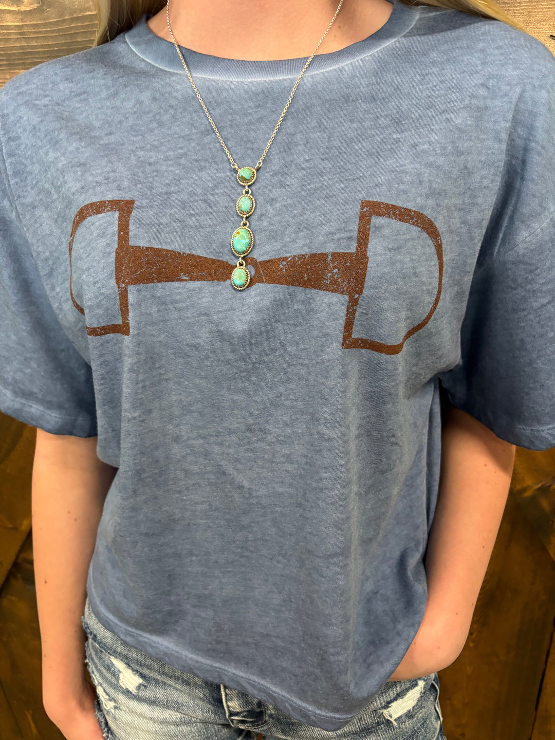 Blue Horse Bit Western Graphic Tee