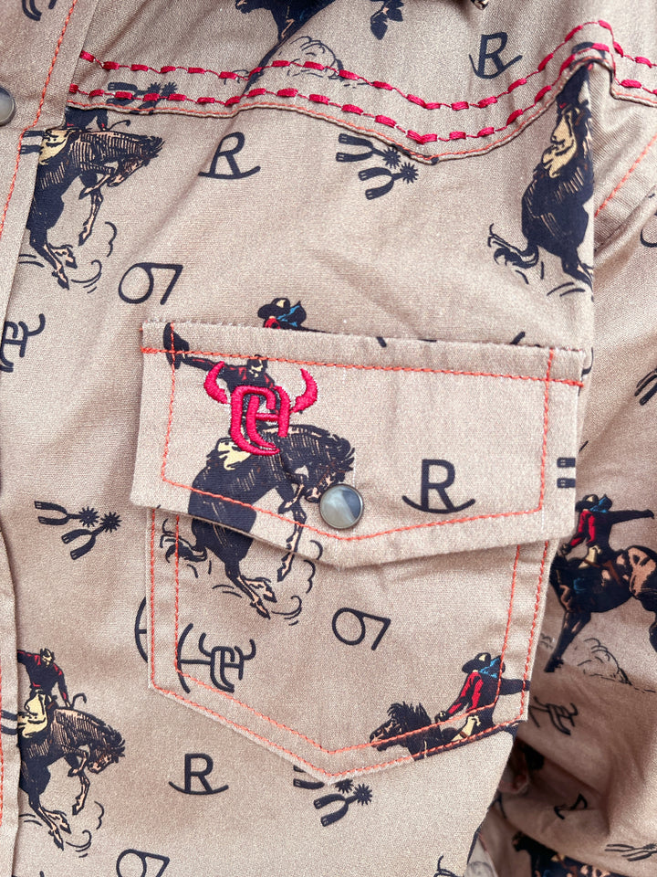 Kid's Vintage Bronc Brown Long Sleeve | gussieduponline