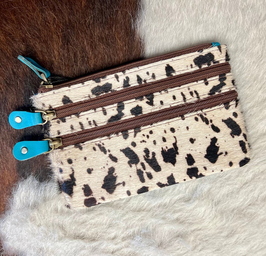 Vance Triple Zip Leather Coin Pouch -3 colors | gussieduponline