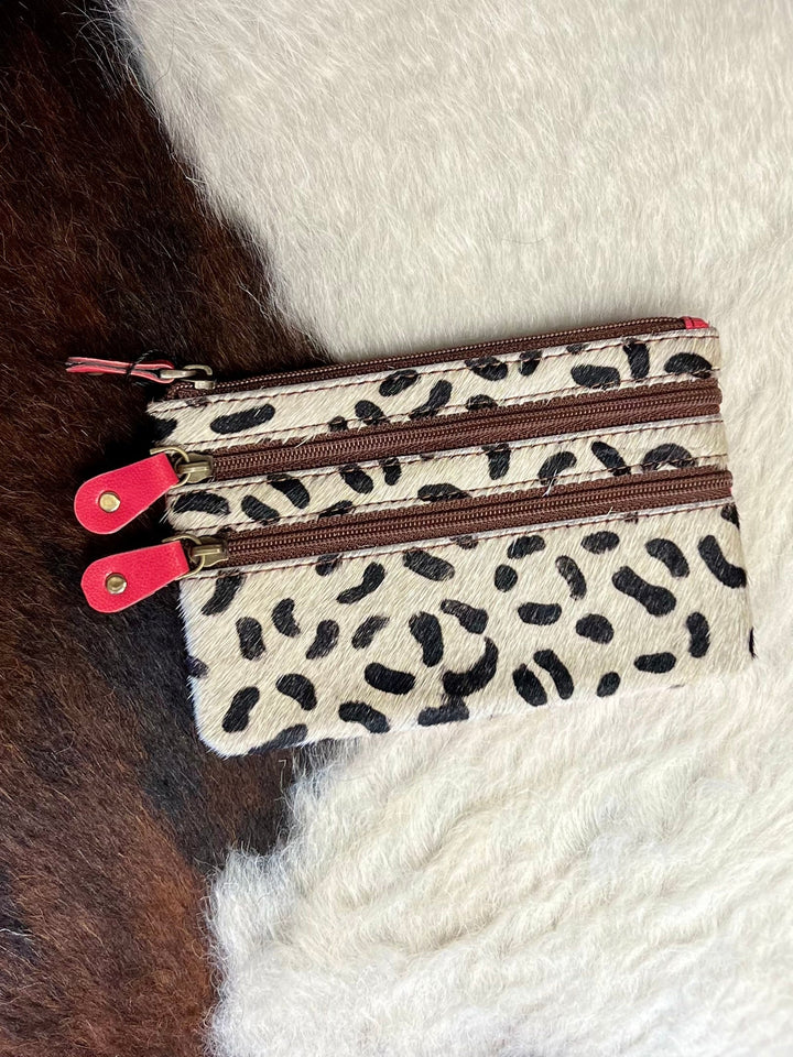 Vance Triple Zip Leather Coin Pouch -3 colors | gussieduponline