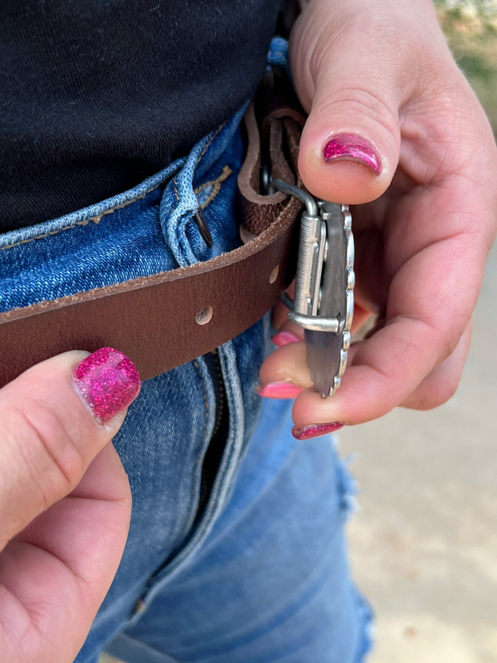 Ease The Fever Skinny Western Leather Belt | gussieduponline