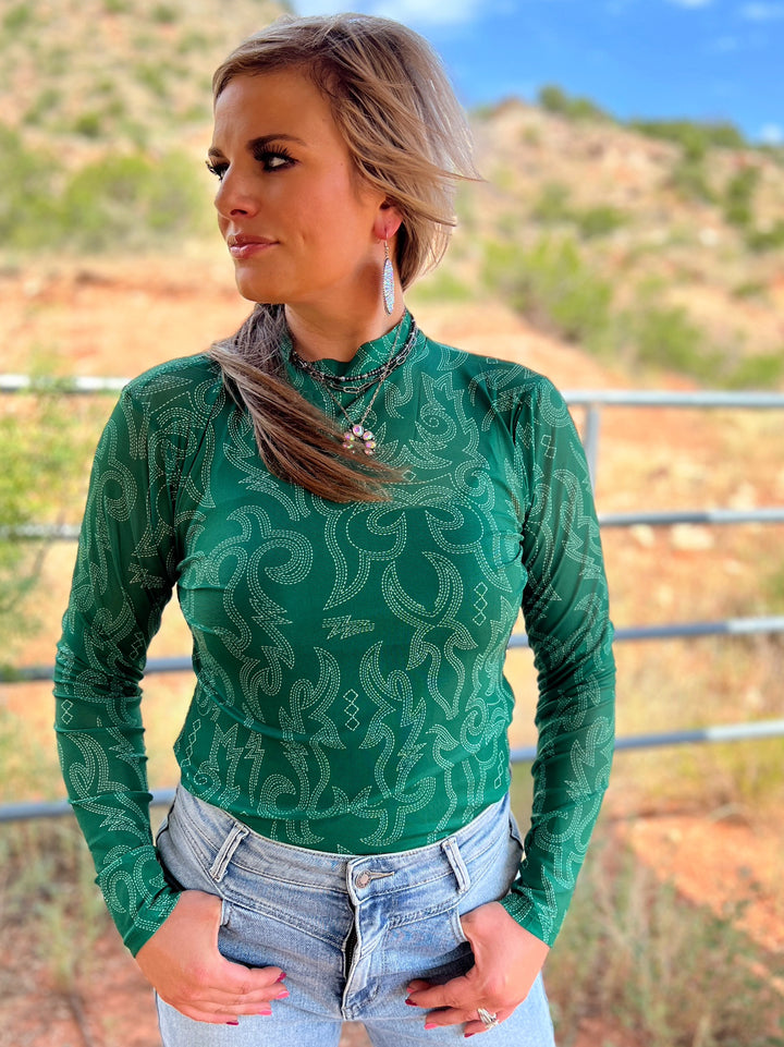 Bonfire Nights Green Mesh Top | gussieduponline