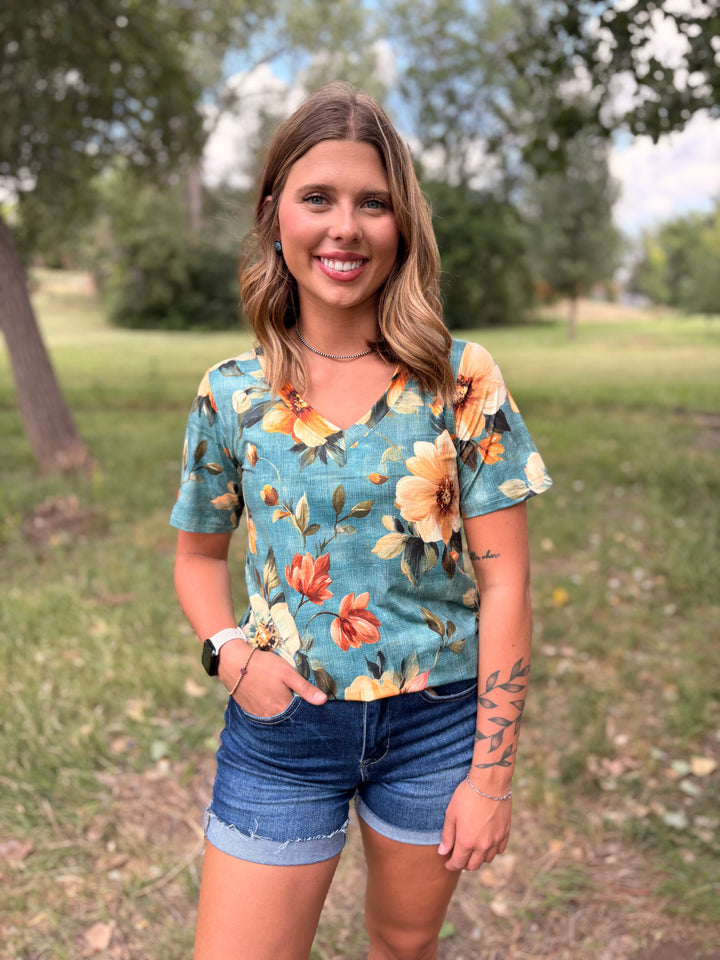 Sterling Kreek Wildflower Sage Top