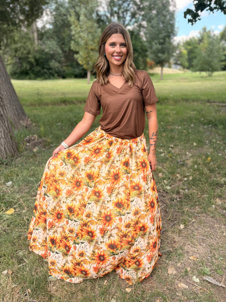 Sterling Kreek Golden Sunflower Maxi Skirt