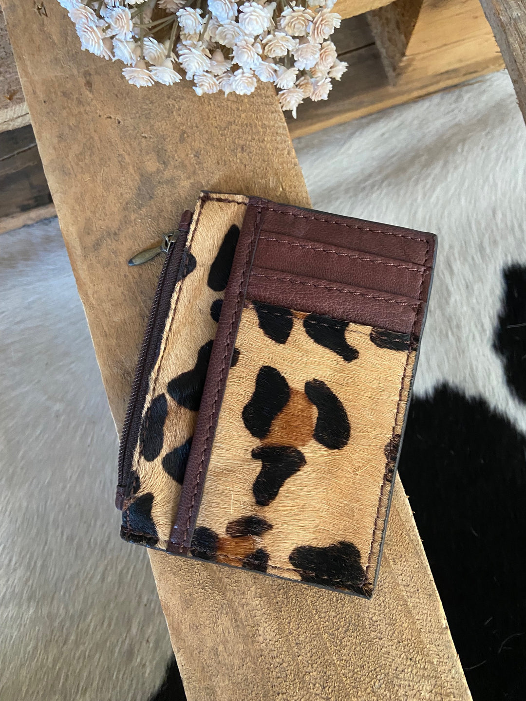 Olay Leopard Hair On Card Holder Coin Purse