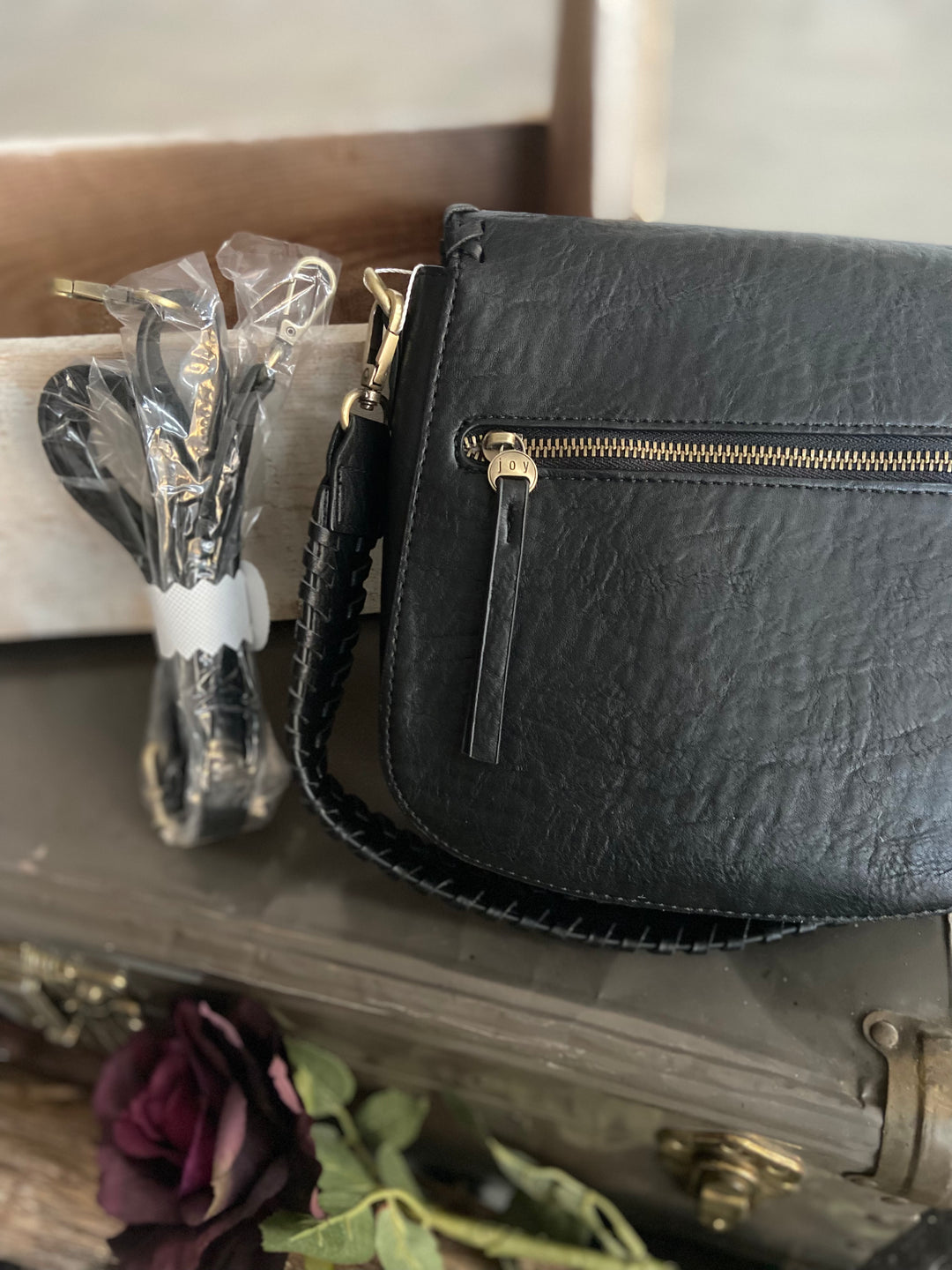 Joy Susan Whip Stitch Convertible Bag Black