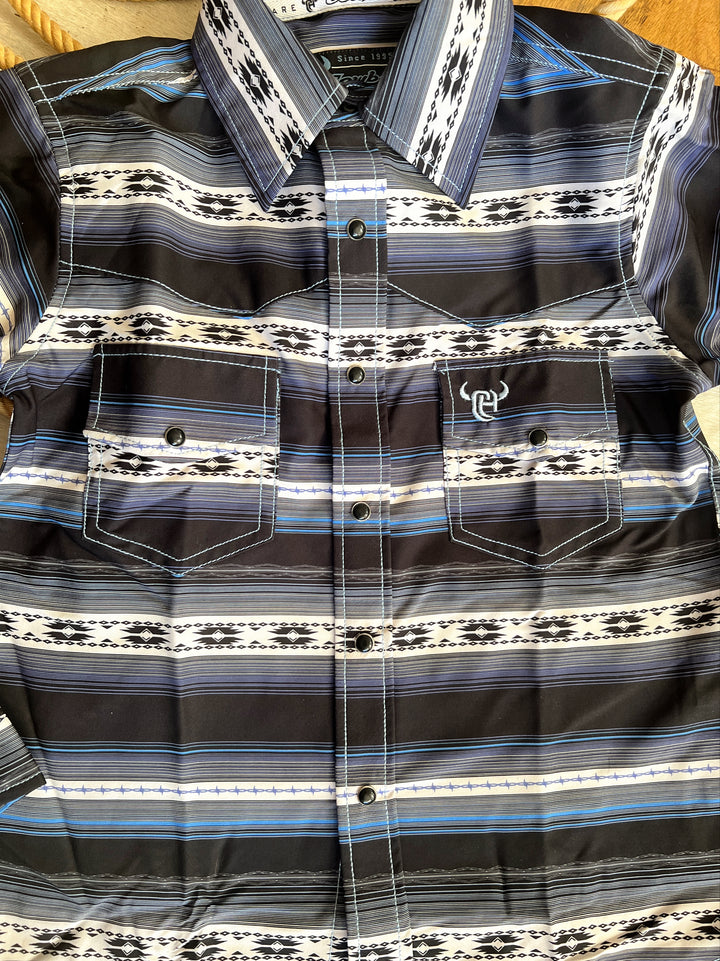 Cowboy Hardware Youth Striped Aztec Button Up | gussieduponline