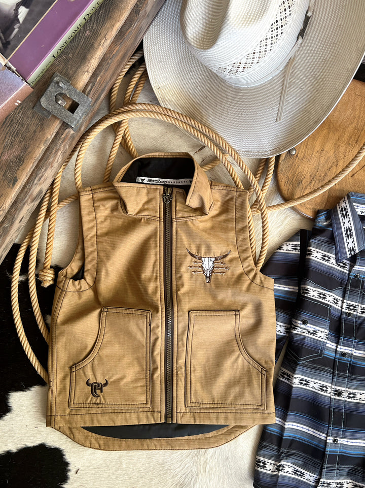 Cowboy Hardware Youth Live Free Tech Woodsman Vest - Buckskin | gussieduponline