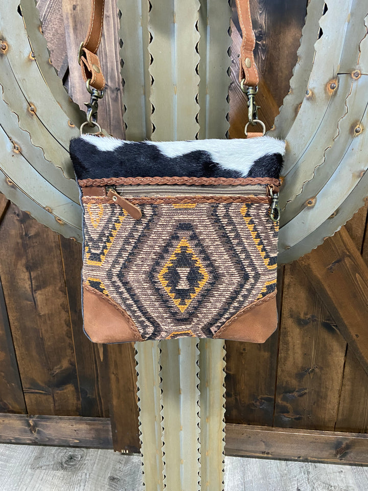 Myra Stone Aztec Canvas & Cowhide Crossbody