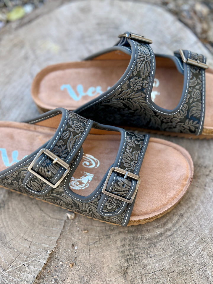 Berry Comfort Grey Sandals | gussieduponline