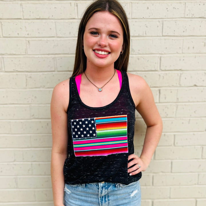PLUS Brightly Patriotic Racer Back Tank | gussieduponline