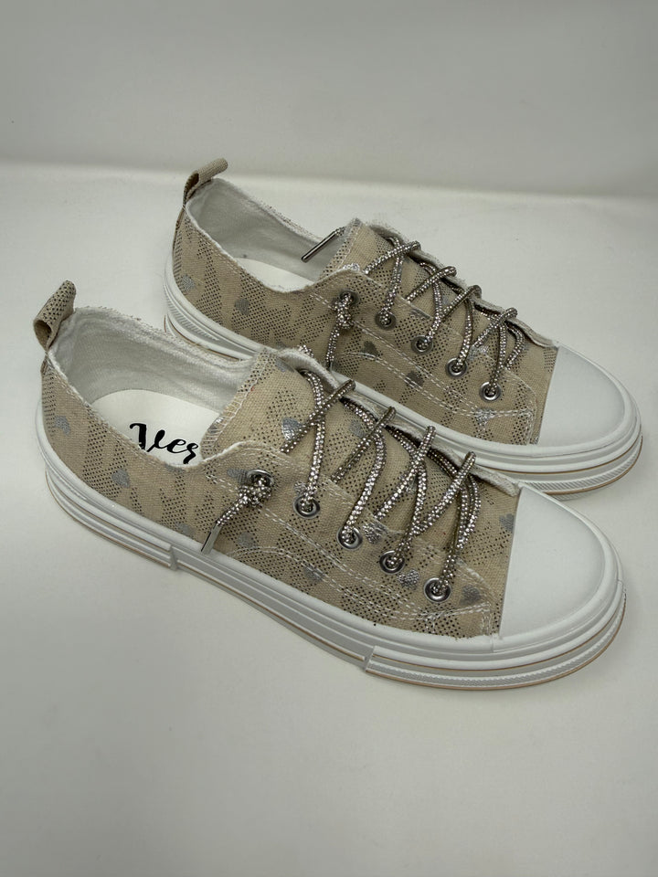 Aman Natural & Silver Heart Sneakers*