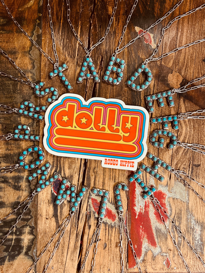 Turquoise Stones Letter Necklace | gussieduponline