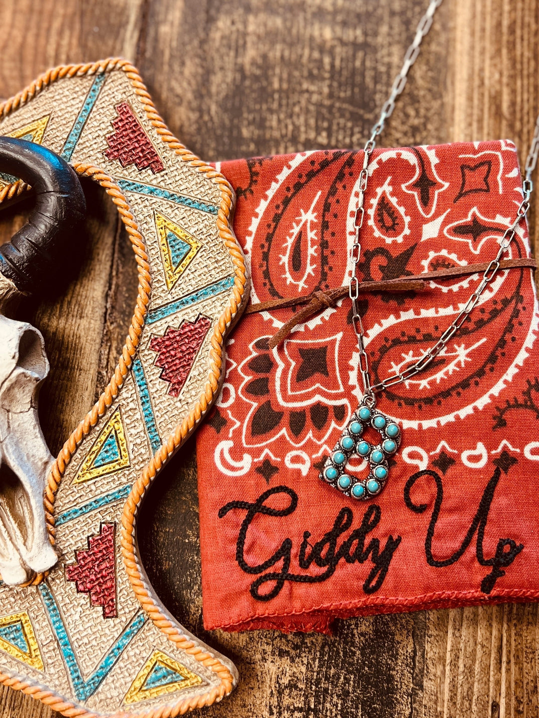 Turquoise Stones Letter Necklace | gussieduponline