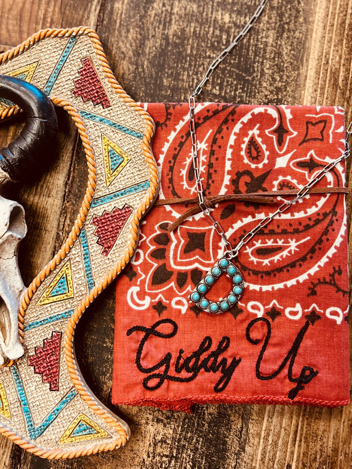 Turquoise Stones Letter Necklace | gussieduponline