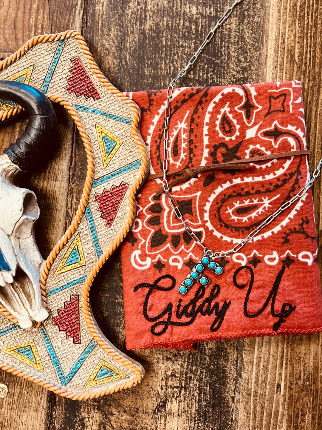 Turquoise Stones Letter Necklace | gussieduponline