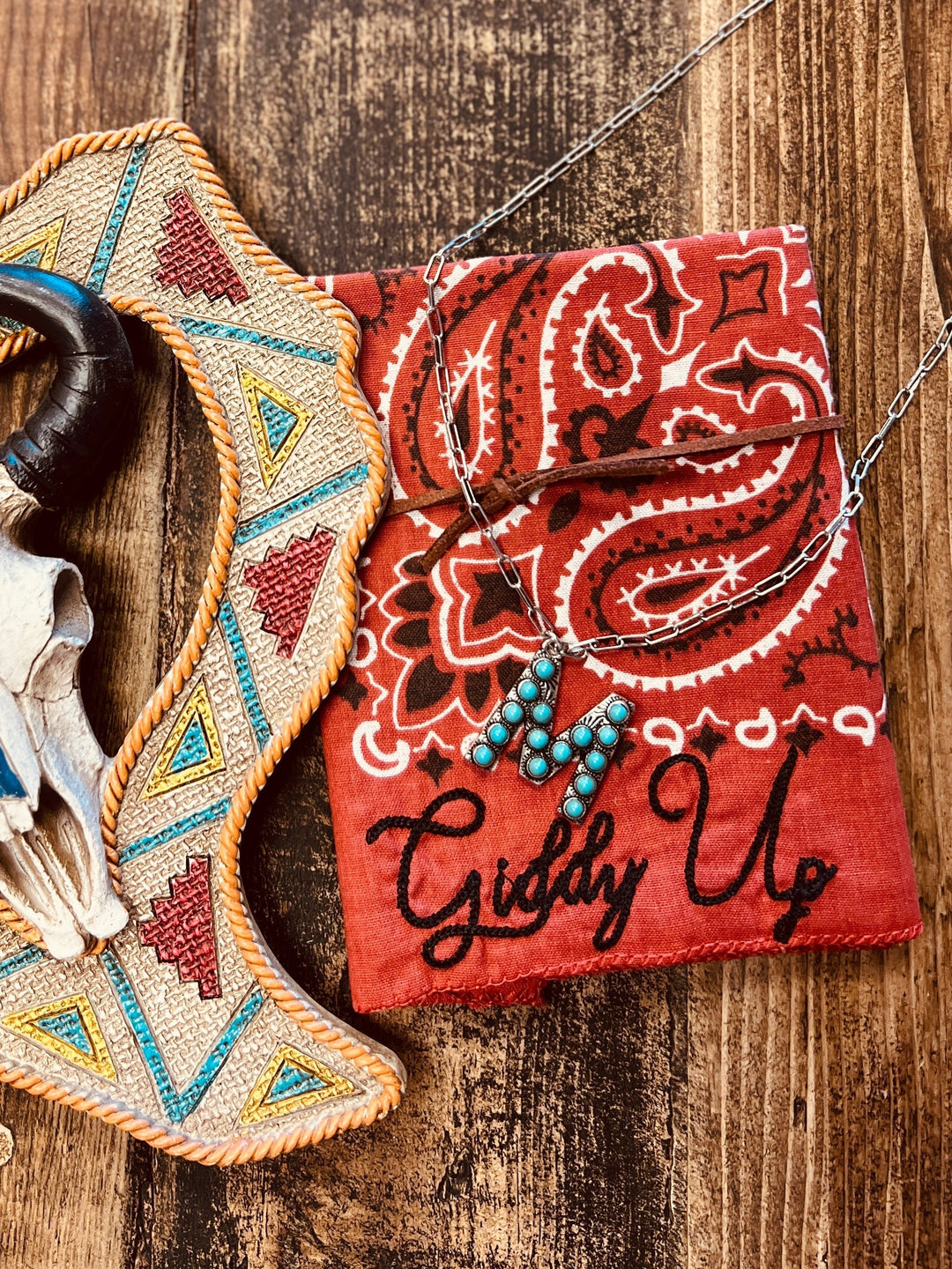 Turquoise Stones Letter Necklace | gussieduponline