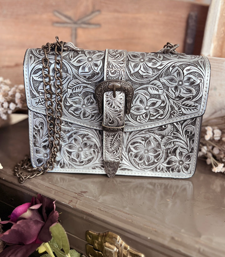 Darling Tooled Leather All-Around Belt Buckle Bag - 3 Colors