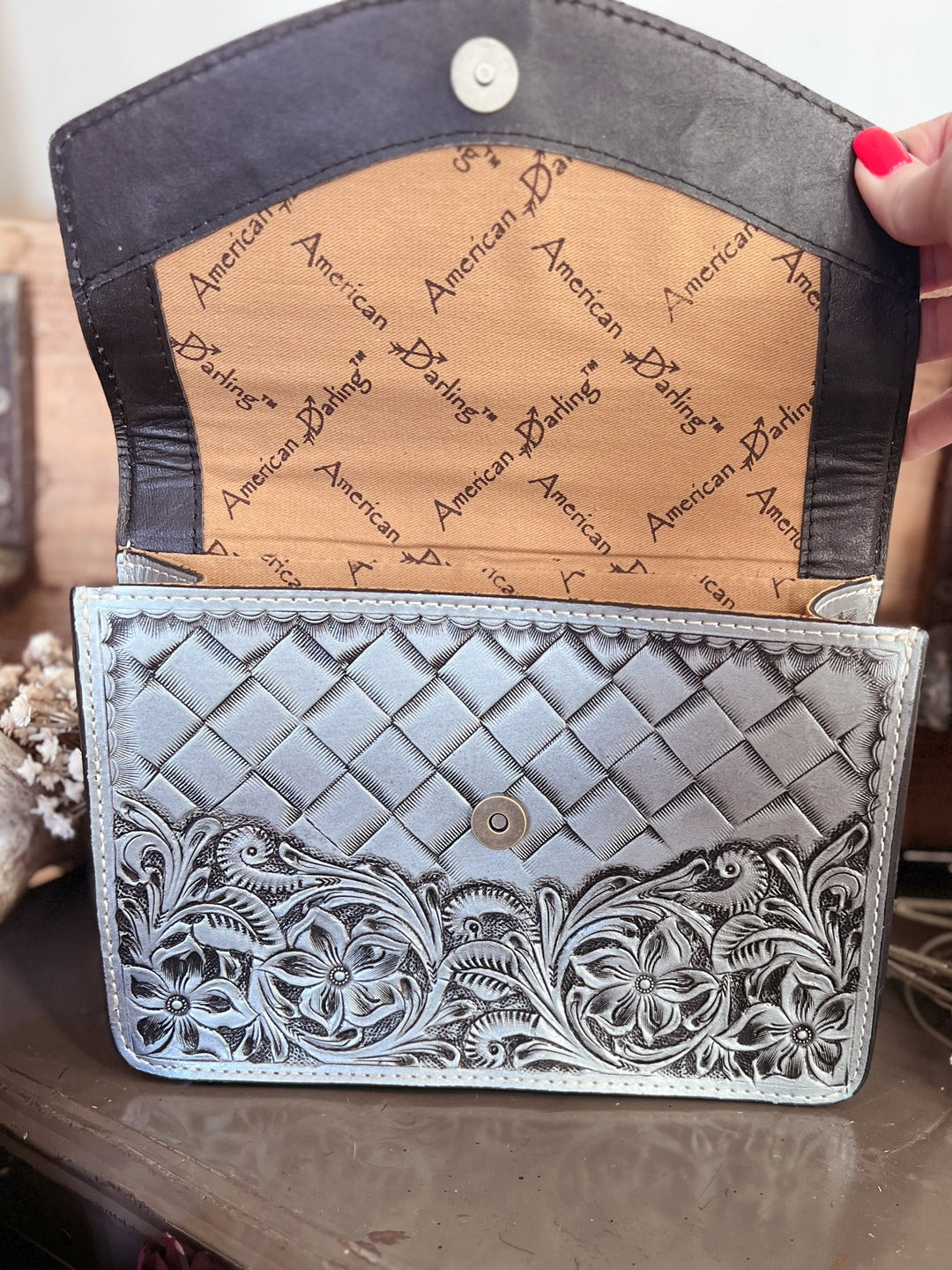 Darling Tooled Leather All-Around Belt Buckle Bag - 3 Colors