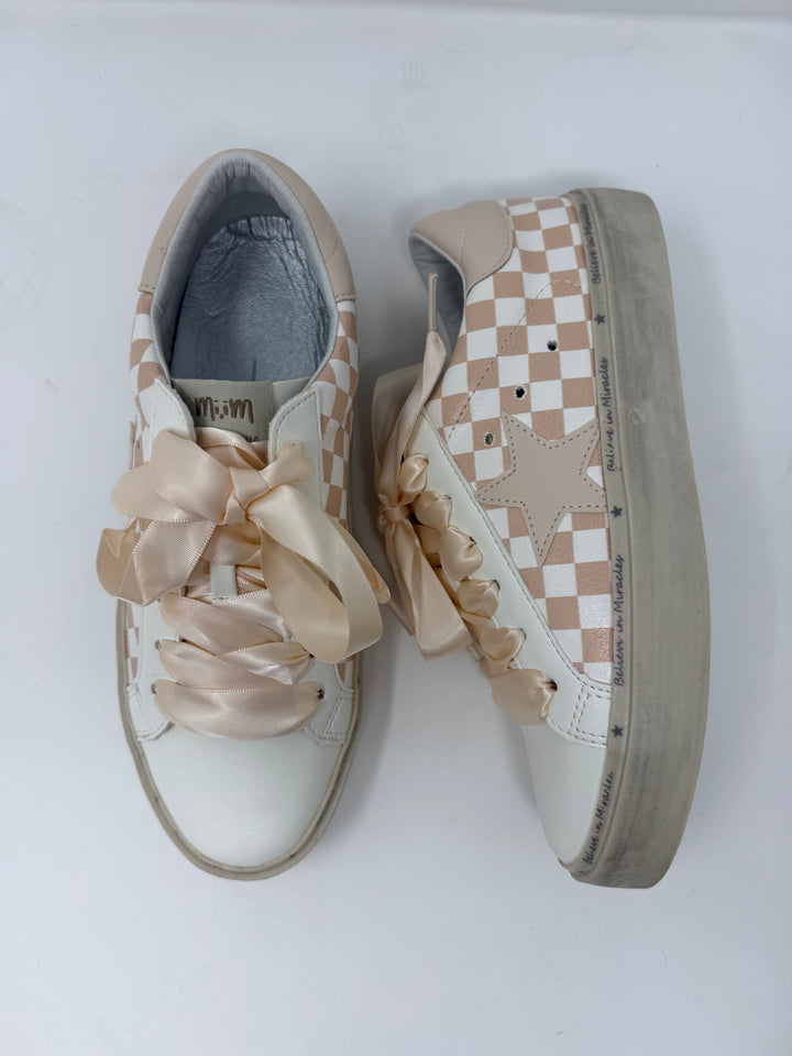 Gaby Beige Checkered Sneakers