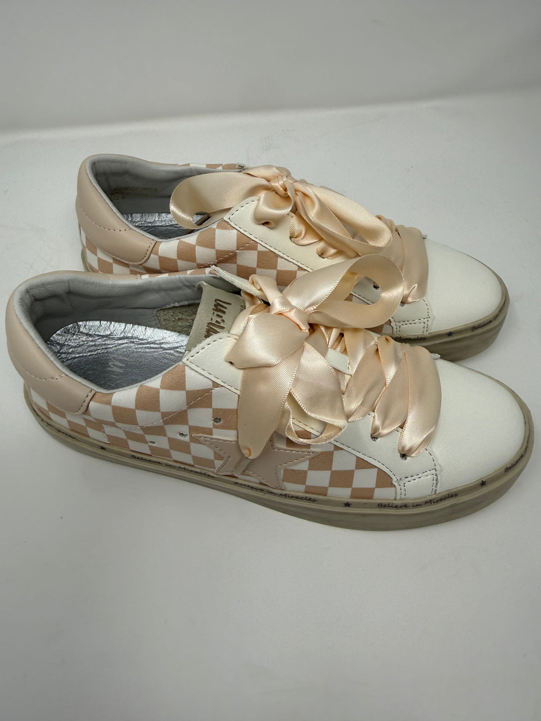 Gaby Beige Checkered Sneakers