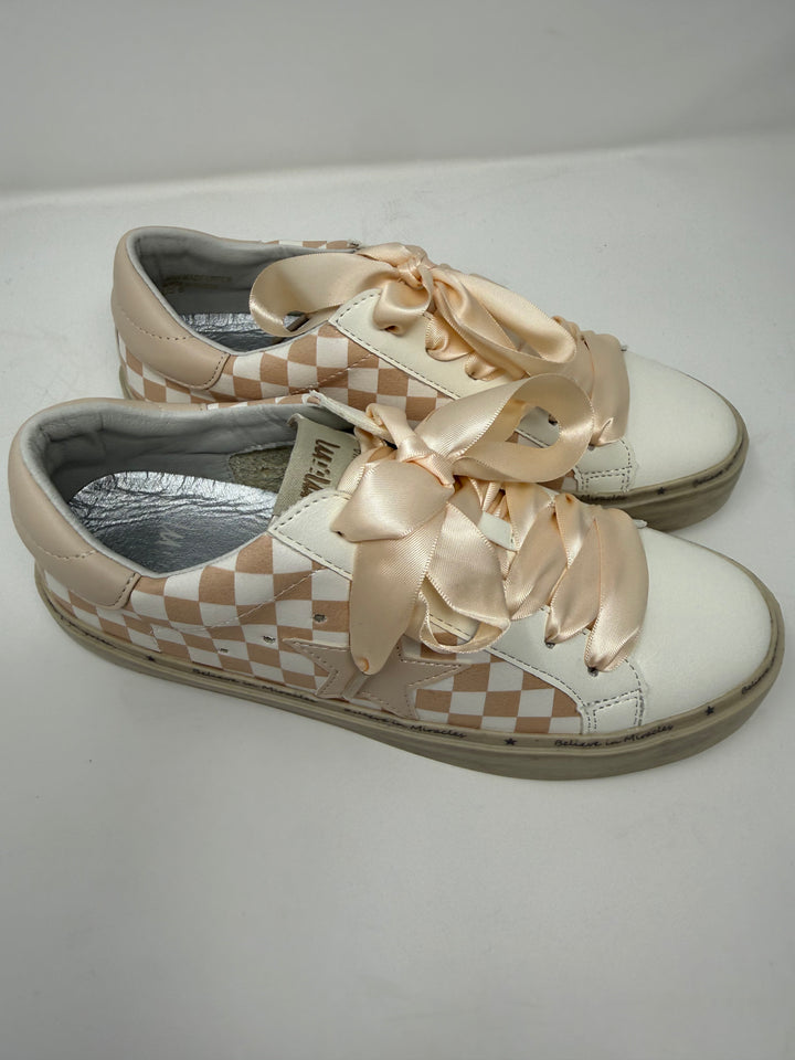 Gaby Beige Checkered Sneakers