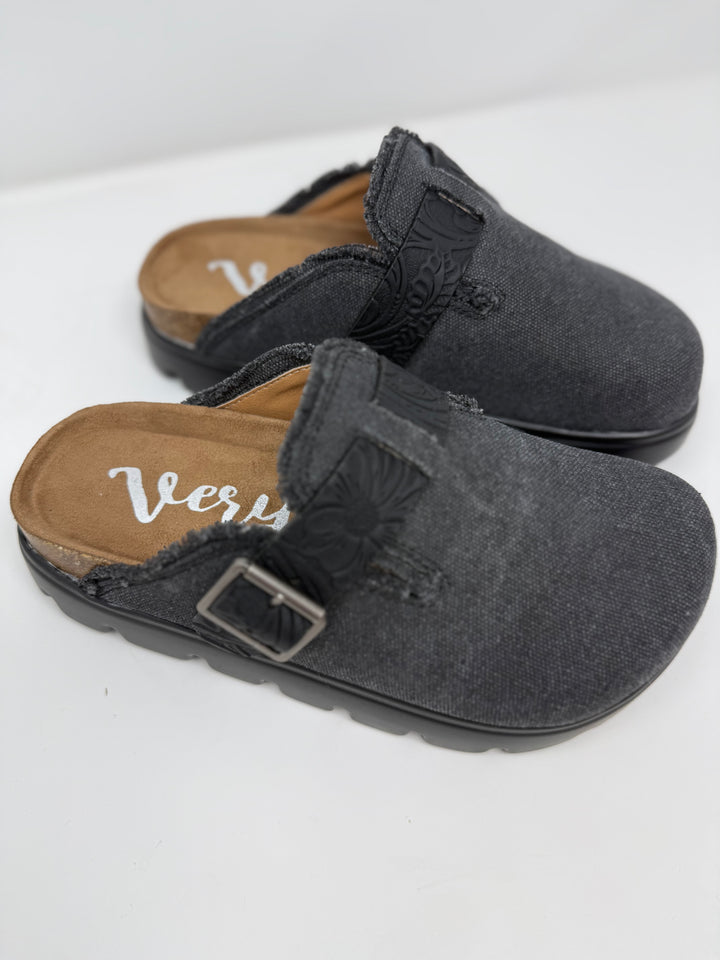 Very G Black Letty Tooled Platform Clogs