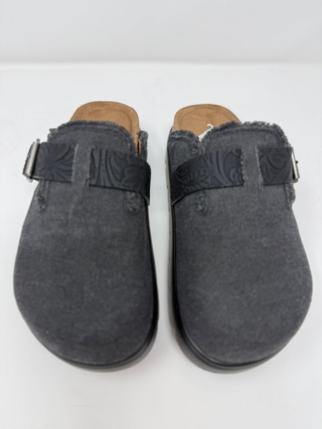 Very G Black Letty Tooled Platform Clogs