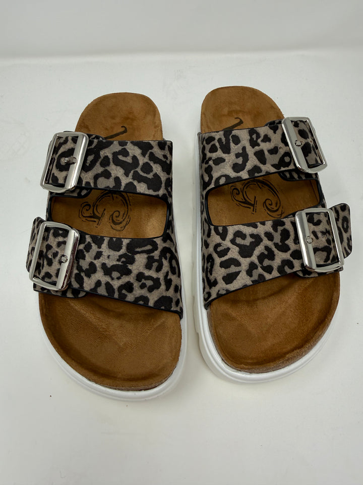 Jazmin Grey Leopard Platform Sandals