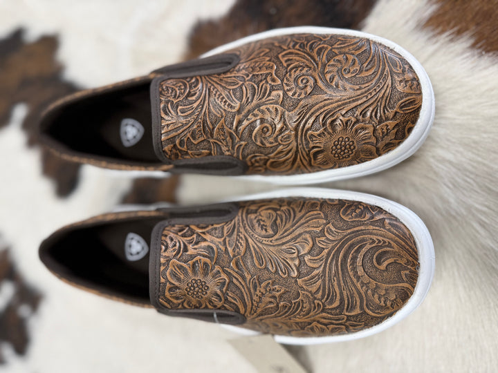 Women's Ariat Skylar Brown Embossed Slip On Shoes