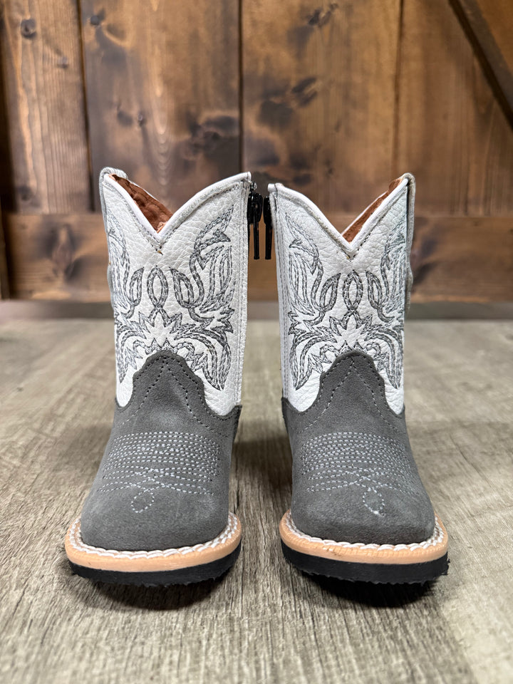 Tanner Mark Infant Grey/White Suede Pebble Top Boots